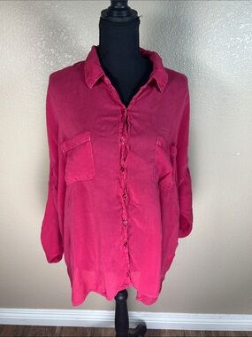 Fuchsia Button-Down Blouse – Maven West | Size Large